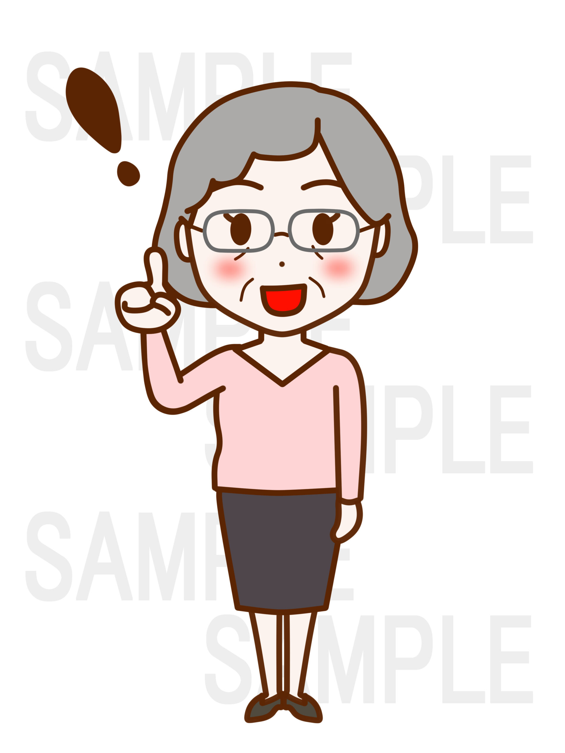 全身正面で指をぴんと立てて理解した笑顔の女性