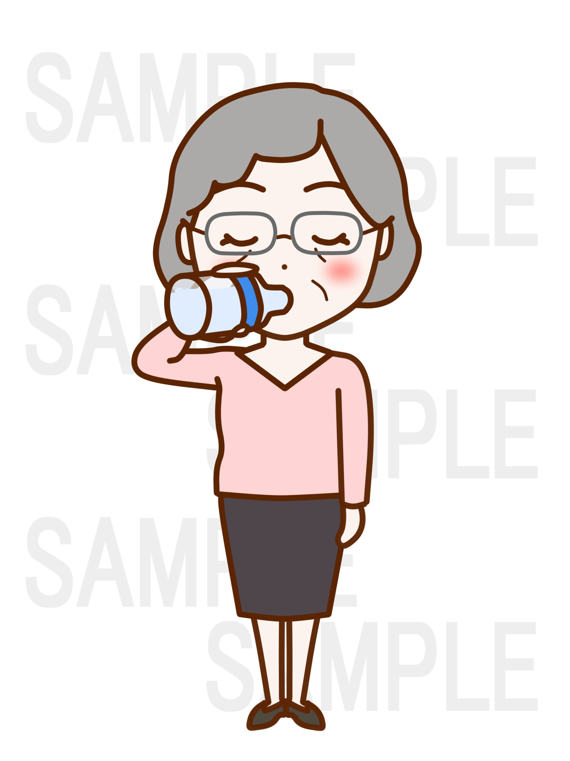 全身正面でペットボトルを飲む女子
