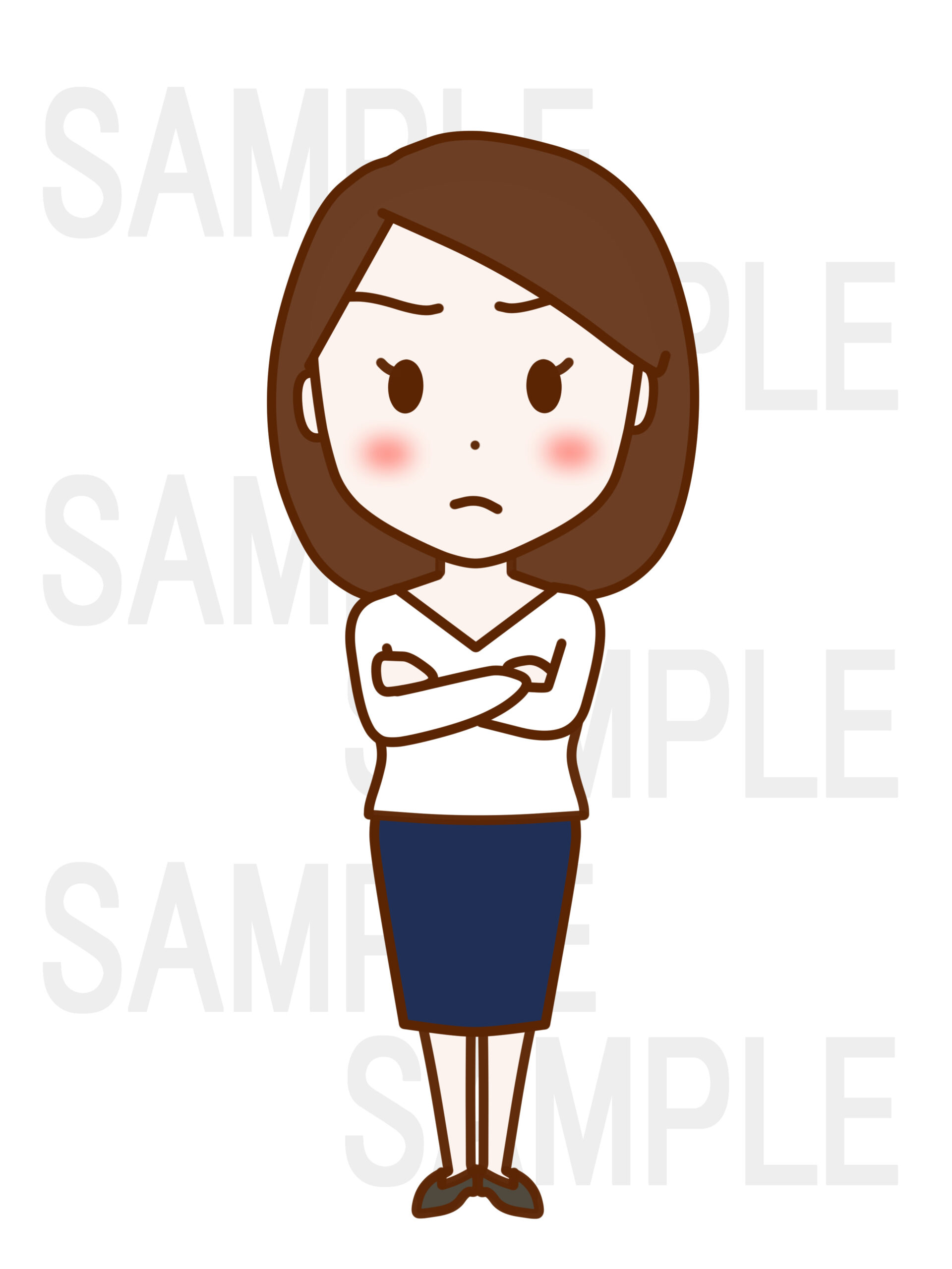 （全身正面）腕を組んで怒っている女性