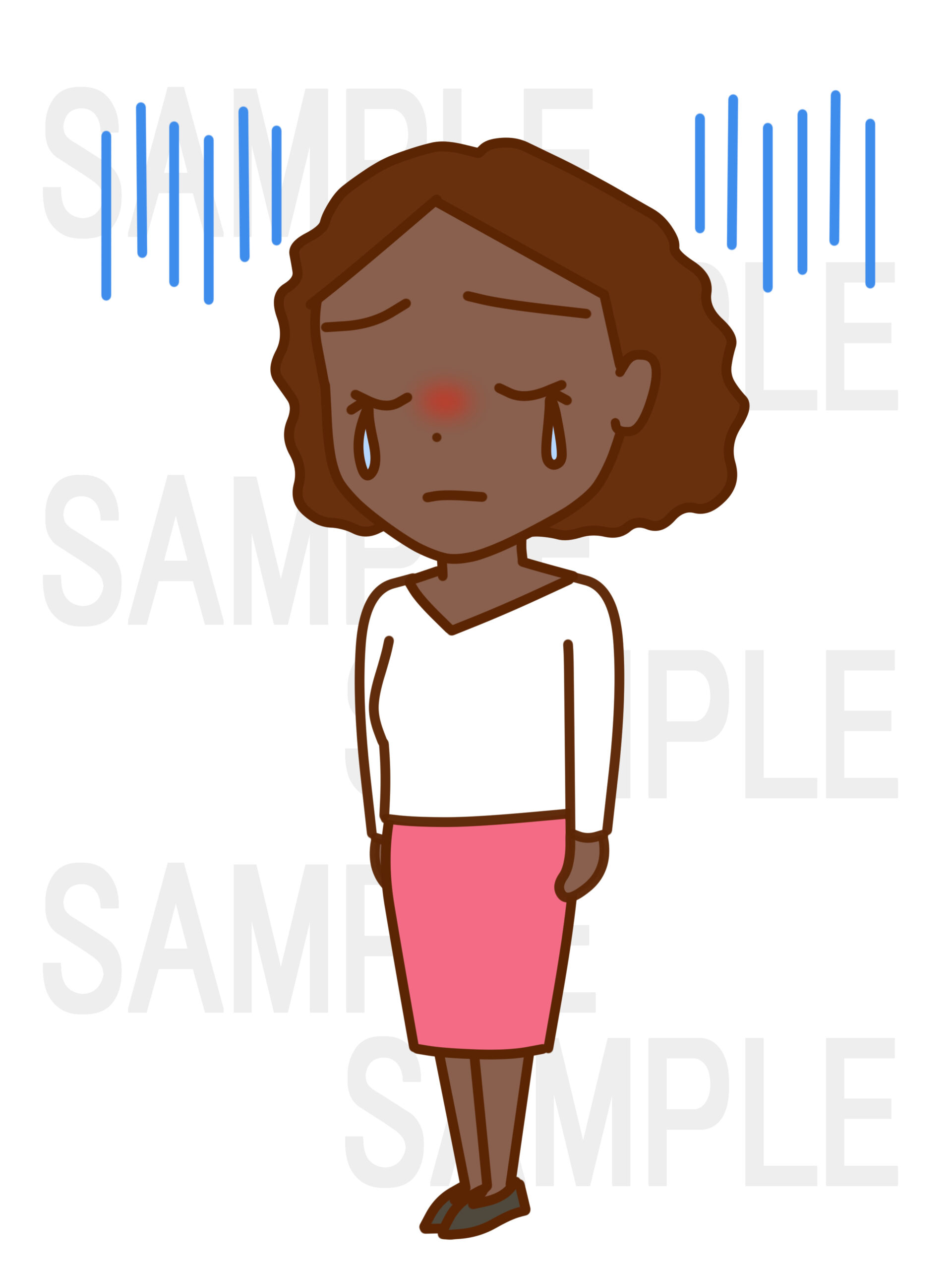 全身斜めでがっくりとして涙を流して落ち込んでいる女性