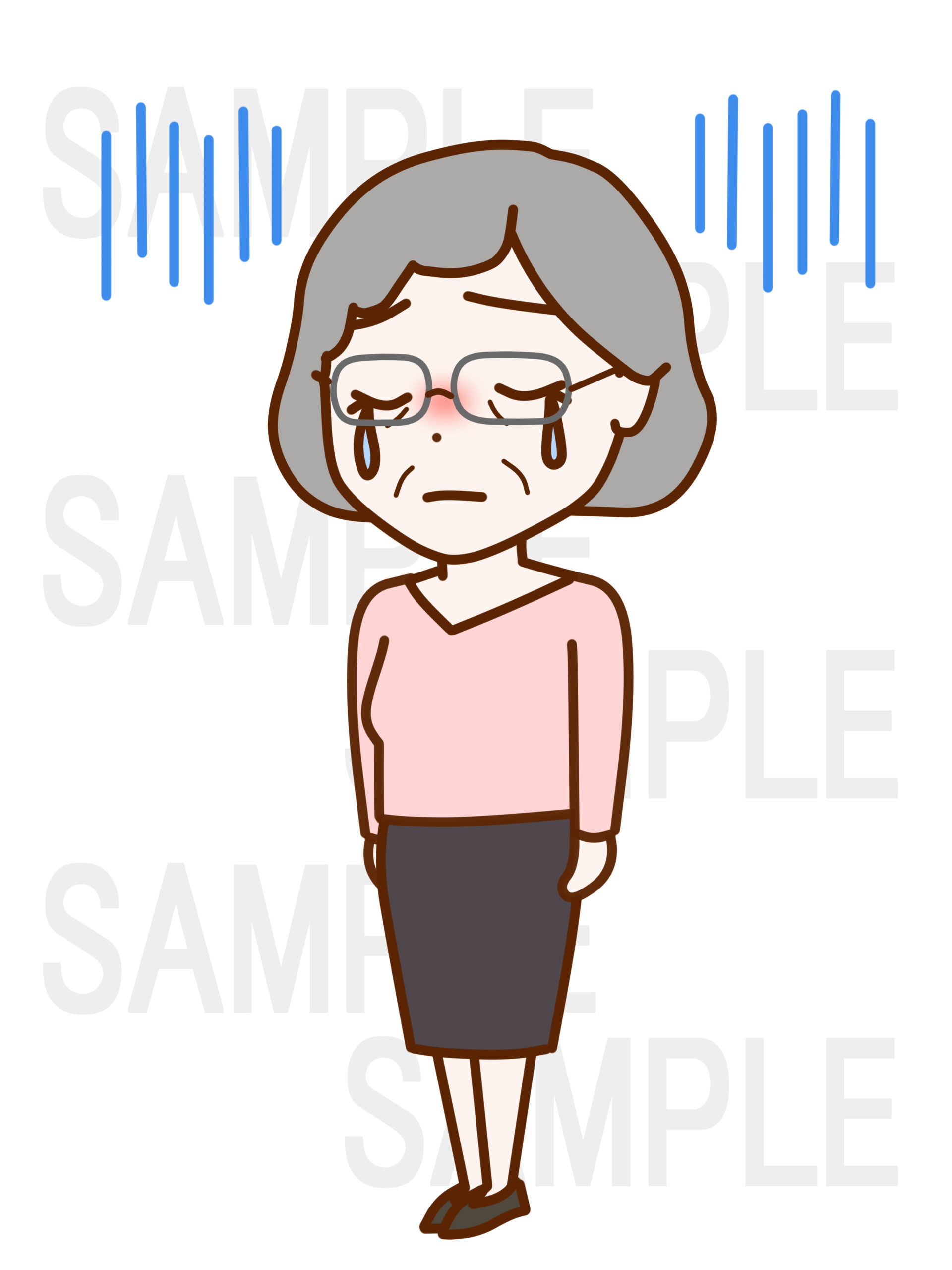 全身斜めでがっくりとして涙を流して落ち込んでいる女性