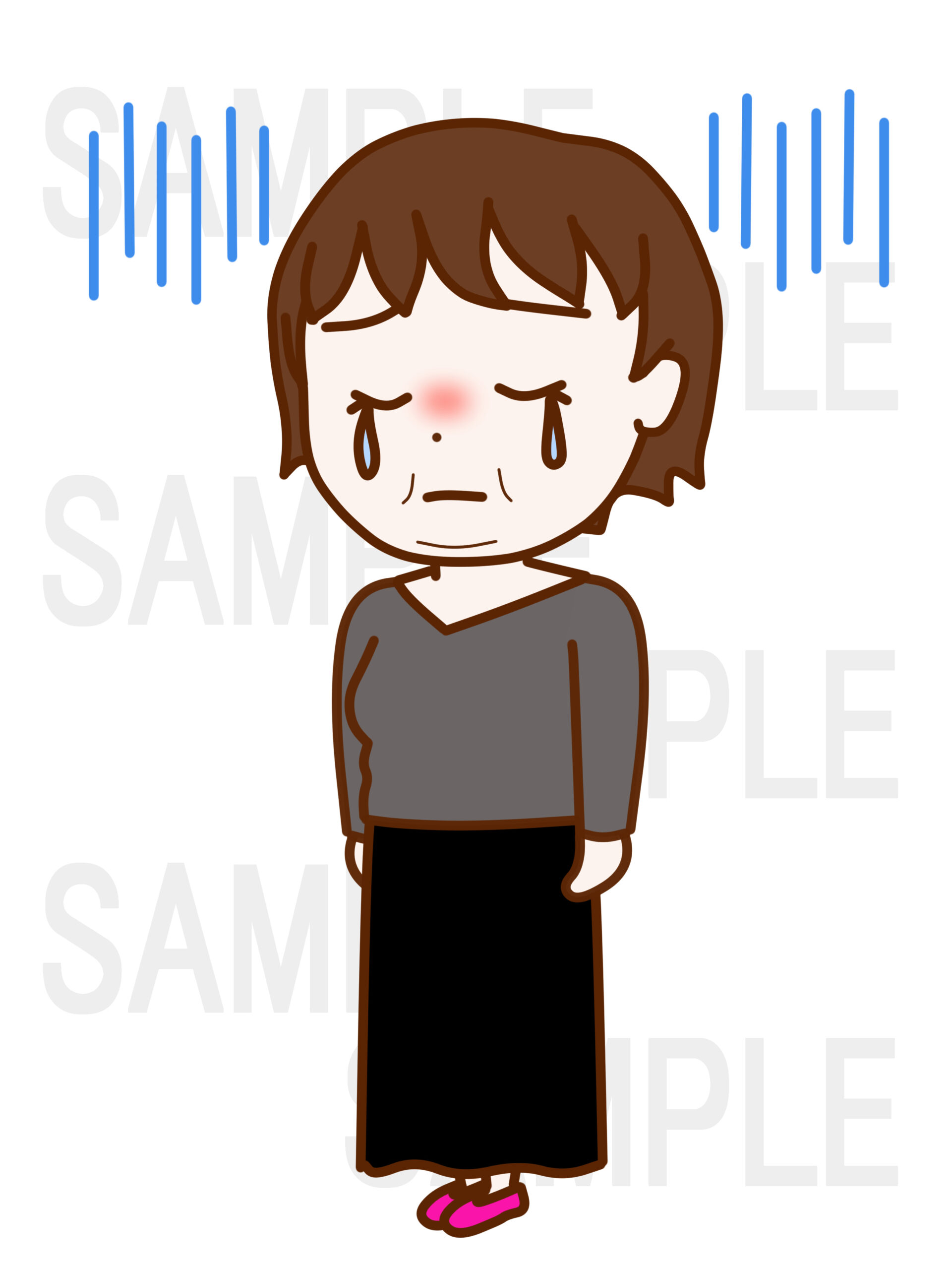 全身斜めでがっくりとして涙を流して落ち込んでいる女性